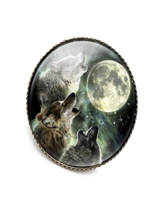 vmcoatdu Round 1 Inch Wolf Head Pin Cute Brooch Metal and Glass Revivalism Style Souvenir Badge Brooch for Hat Clothes Backpack (Wolf Head E) - Image 4